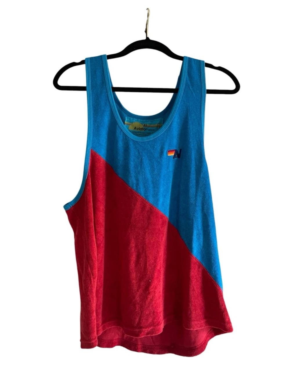 Aviator Nation Terry Cloth Tank Top XL | NWT | Retro Colorblock Blue Red
